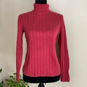 Magenta Ribbed Women’s Long Sleeve Sweater Turtle Neck by Talbots Size Medium